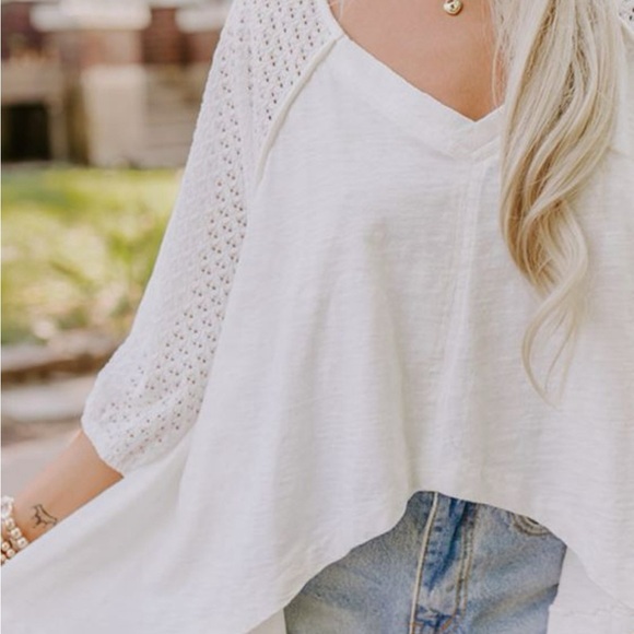 *NEW* White Crochet Sleeve Boho Top | Sizes S, XL - Picture 6 of 9